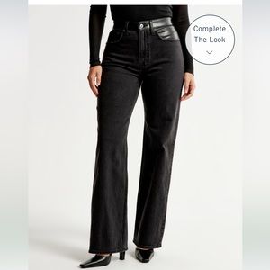 Abercrombie 90’s mixed fabric high waist relaxed jean/ curve love long